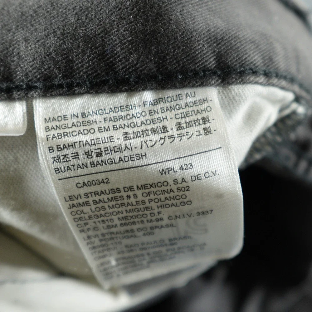 Levi's 514 Jeans Mens 34x30 Gray Straight Leg Cotton Twill Casual Classic